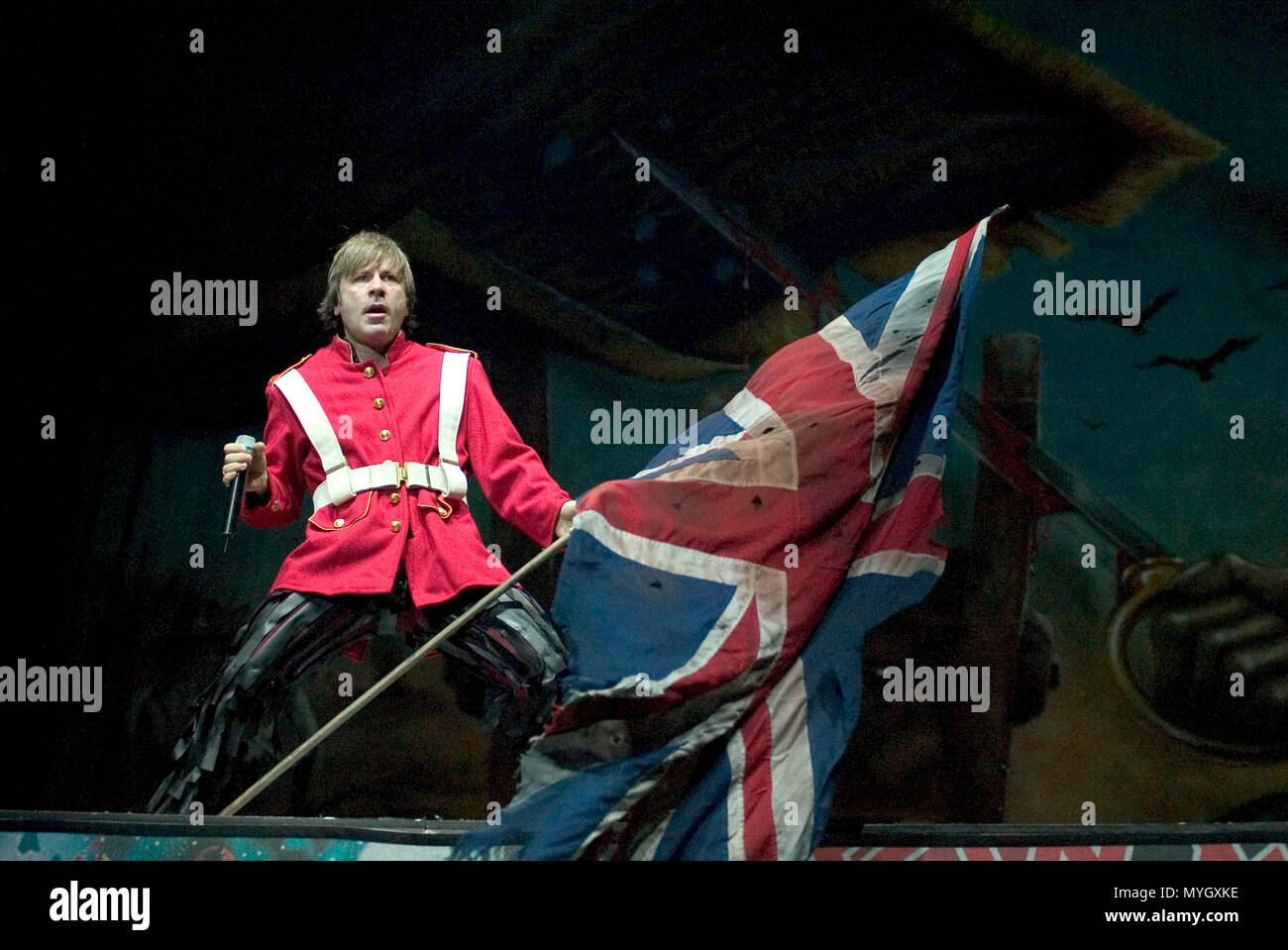IRON MAIDEN during the infamous "Egg Throwing Incident" (note eggs on