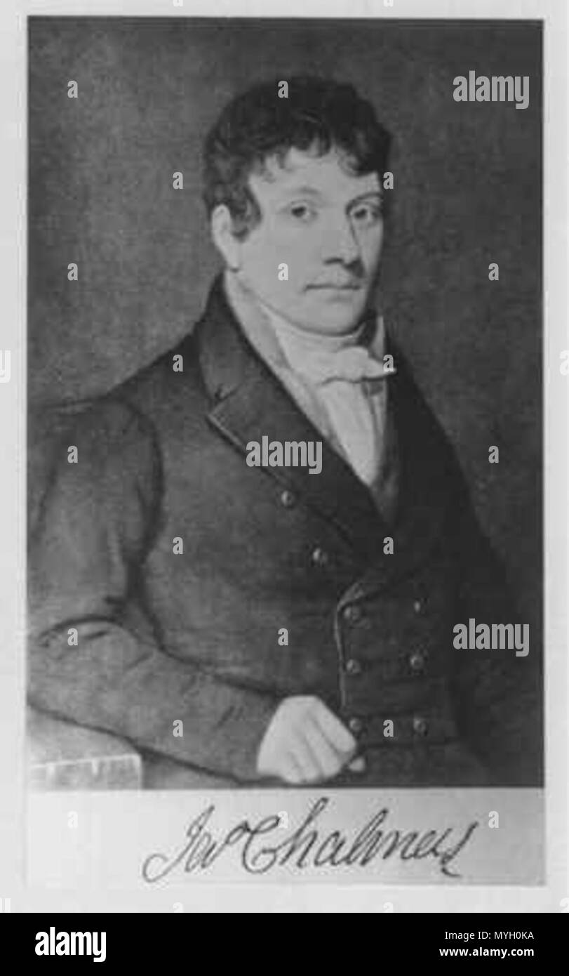. English Portrait and facsimile of James Chalmers . circa 1838