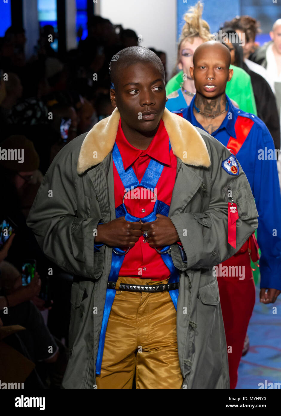 NEW YORK, NY - Feb 07, 2018: Models walk the runway at the Landlord Show during New York Fashion Week Men's F/W 2018 Stock Photo