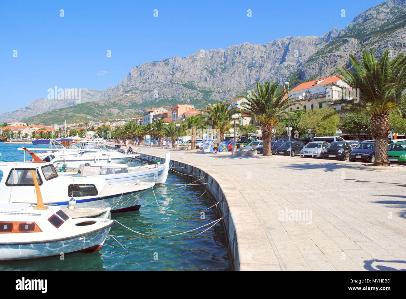 The picturesque Croatian coastal town of Makarska, Croatia. Stock Photo