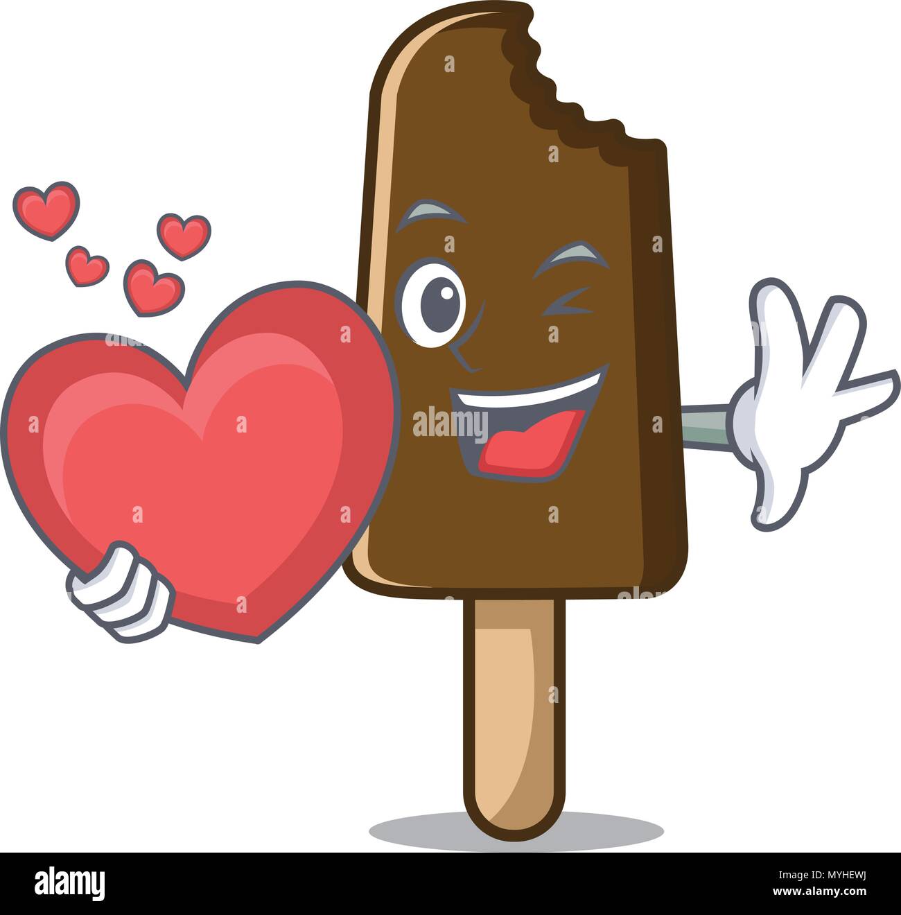 With heart chocolate ice cream mascot cartoon Stock Vector Image & Art ...