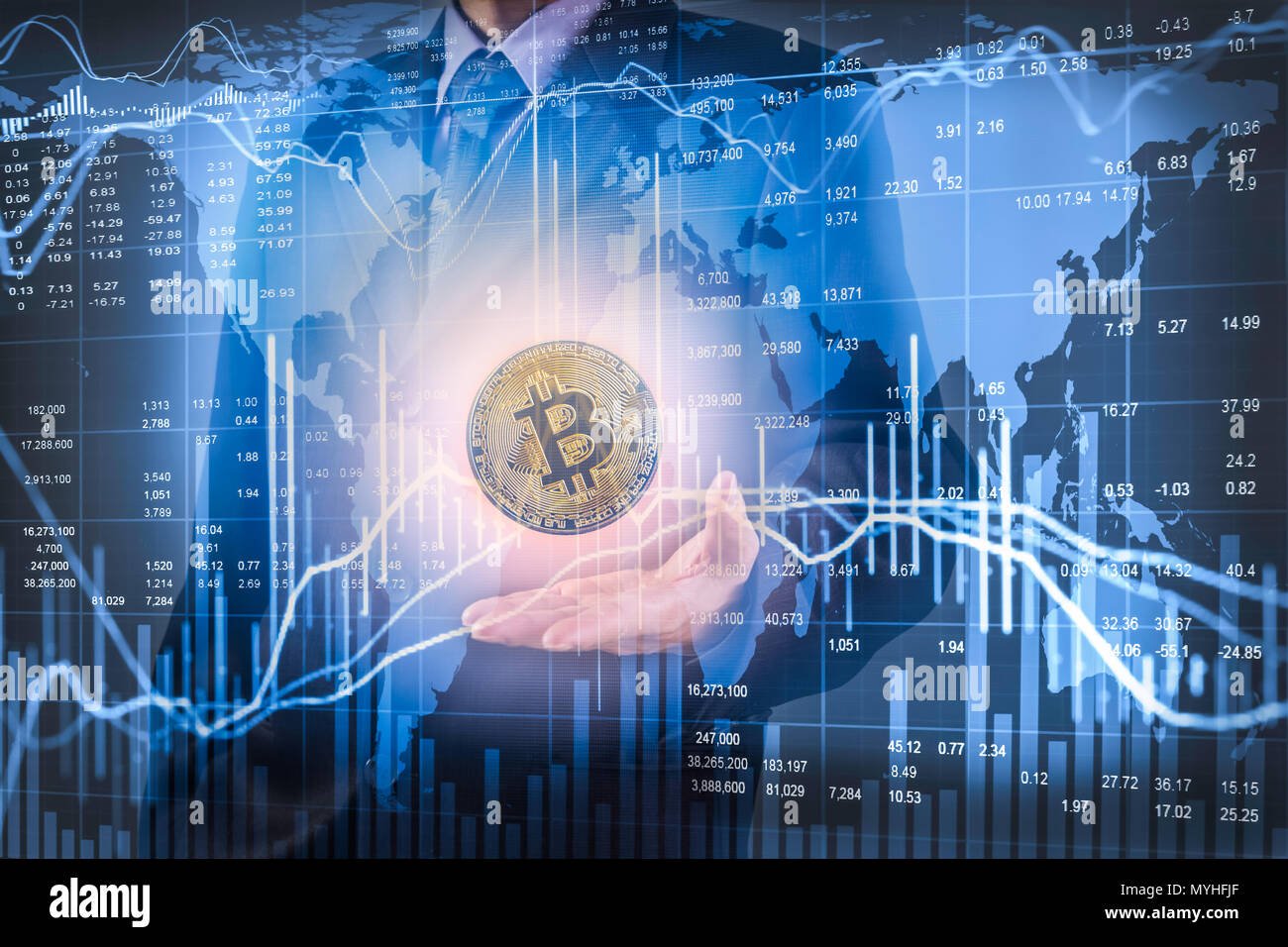 Modern way of exchange and bitcoin is convenient payment in global economy  market. Virtual digital currency and financial investment trade concept. Cr  Stock Photo - Alamy