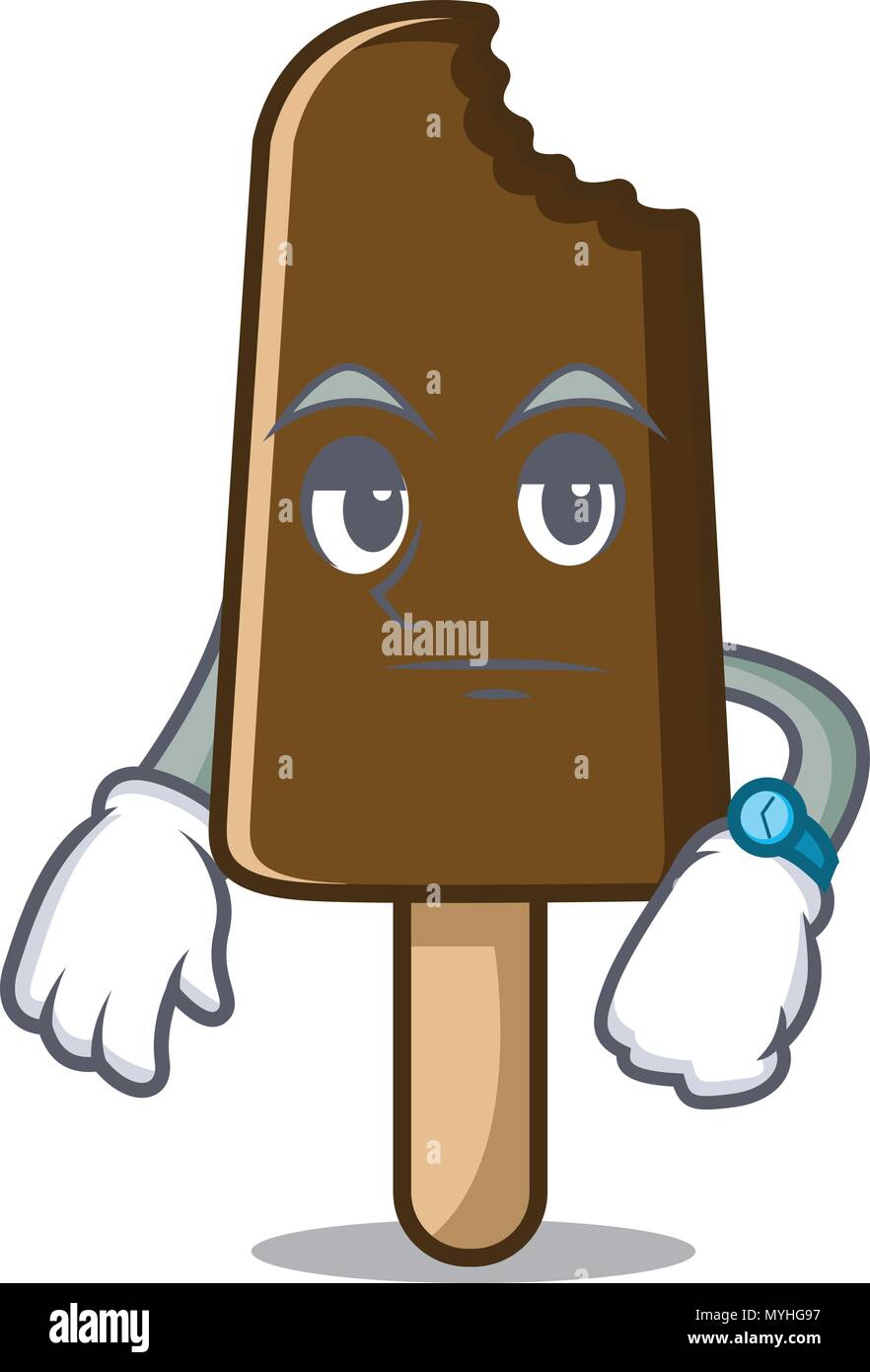 Waiting chocolate ice cream mascot cartoon Stock Vector Image & Art - Alamy