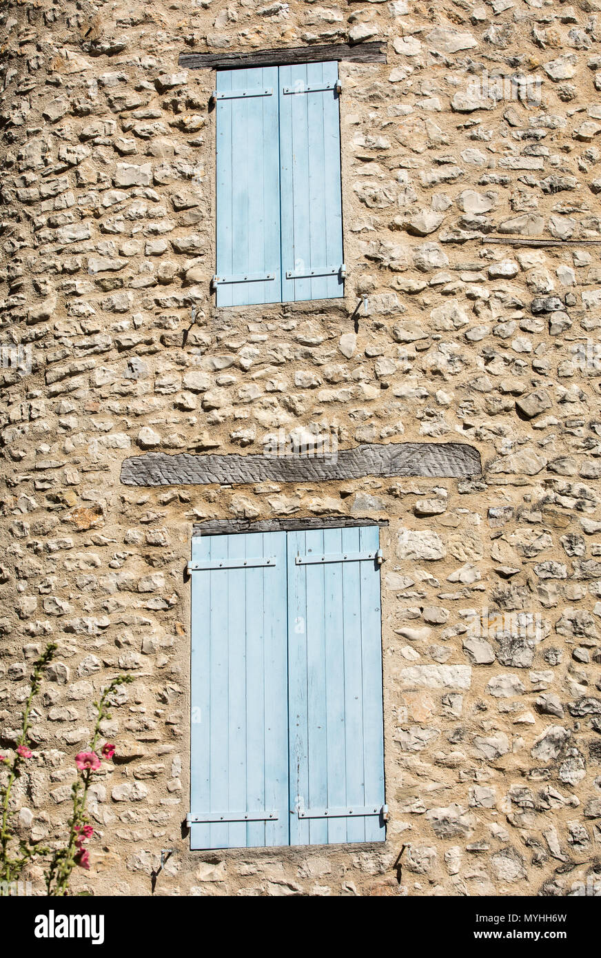 Old stone house with wooden shutters, Provence, France Stock Photo - Alamy