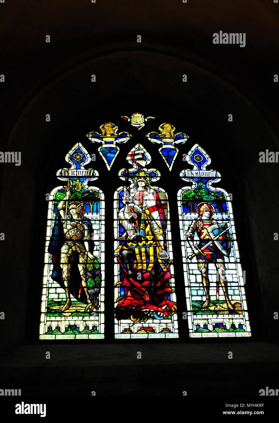 Norwich cathedral 3 panel stained glass window Stock Photo Alamy