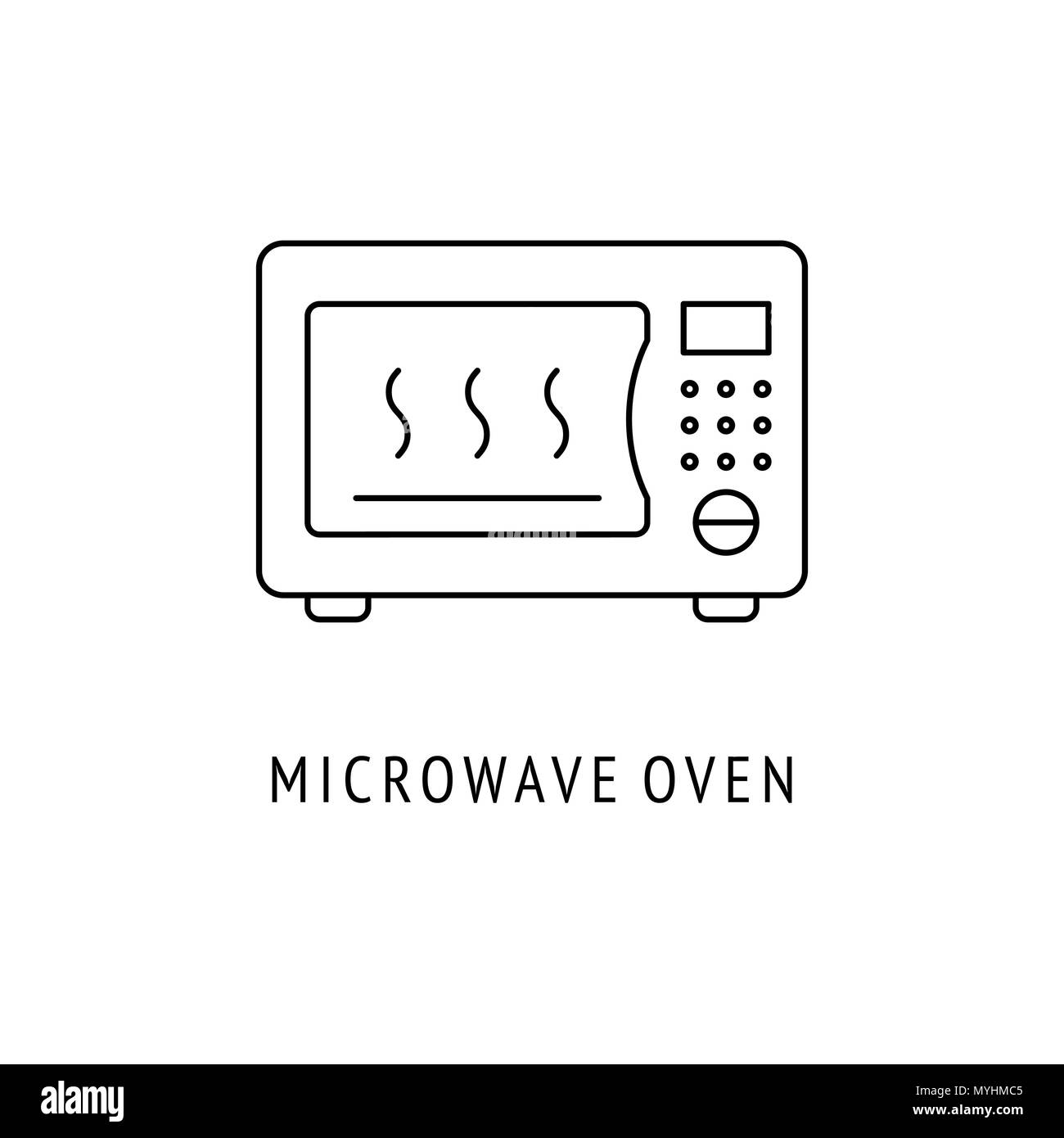 Microwave oven Kitchen appliances. Icon in thin line style Stock Vector