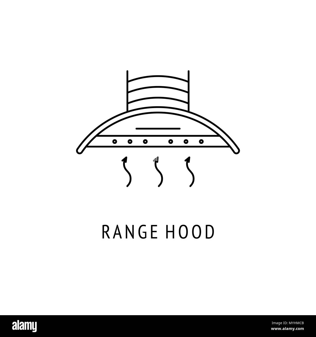 Range hood Kitchen appliances. Icon in thin line style Stock Vector