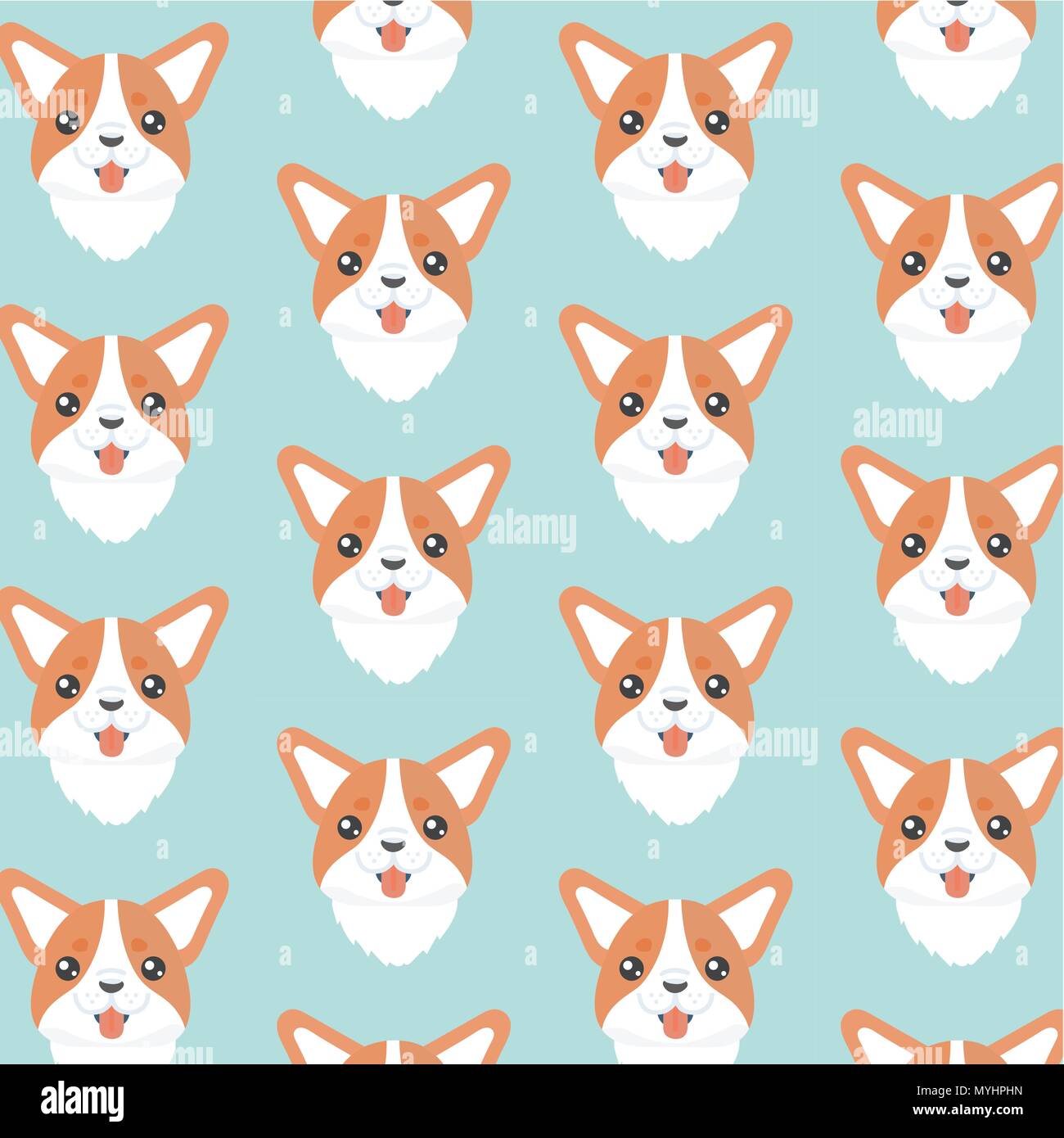 Happy dog welsh corgi orange vector background. Stock Vector