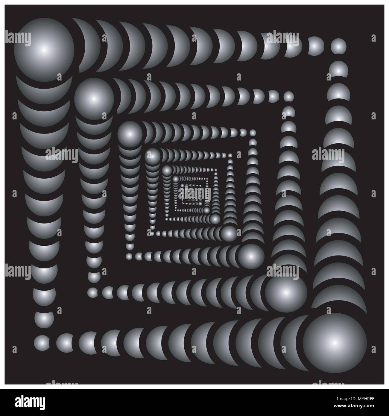 Vector illustration of seamless spheres in pattern form on black ...