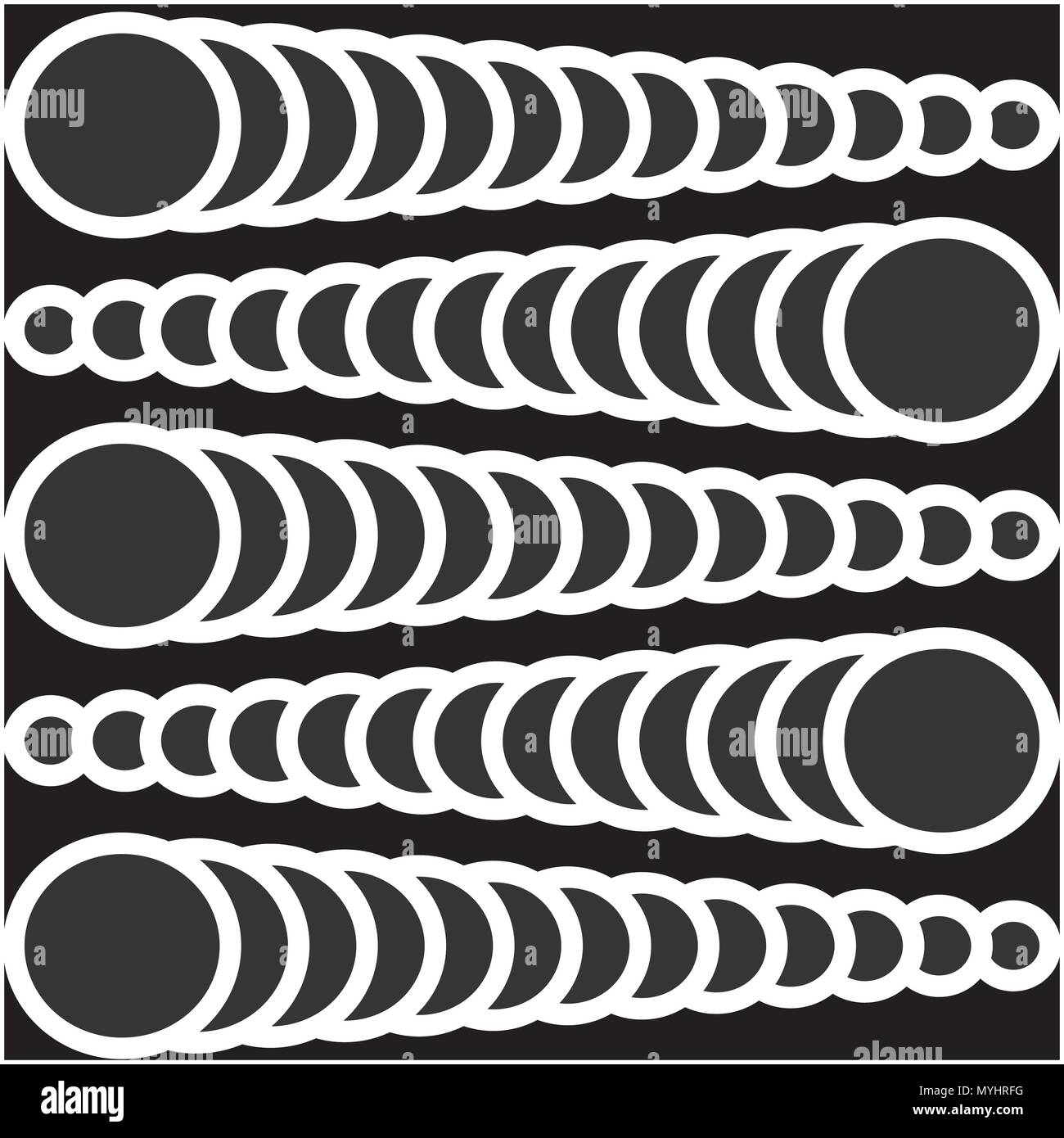 Vector illustration of seamless circles in pattern form on black ...