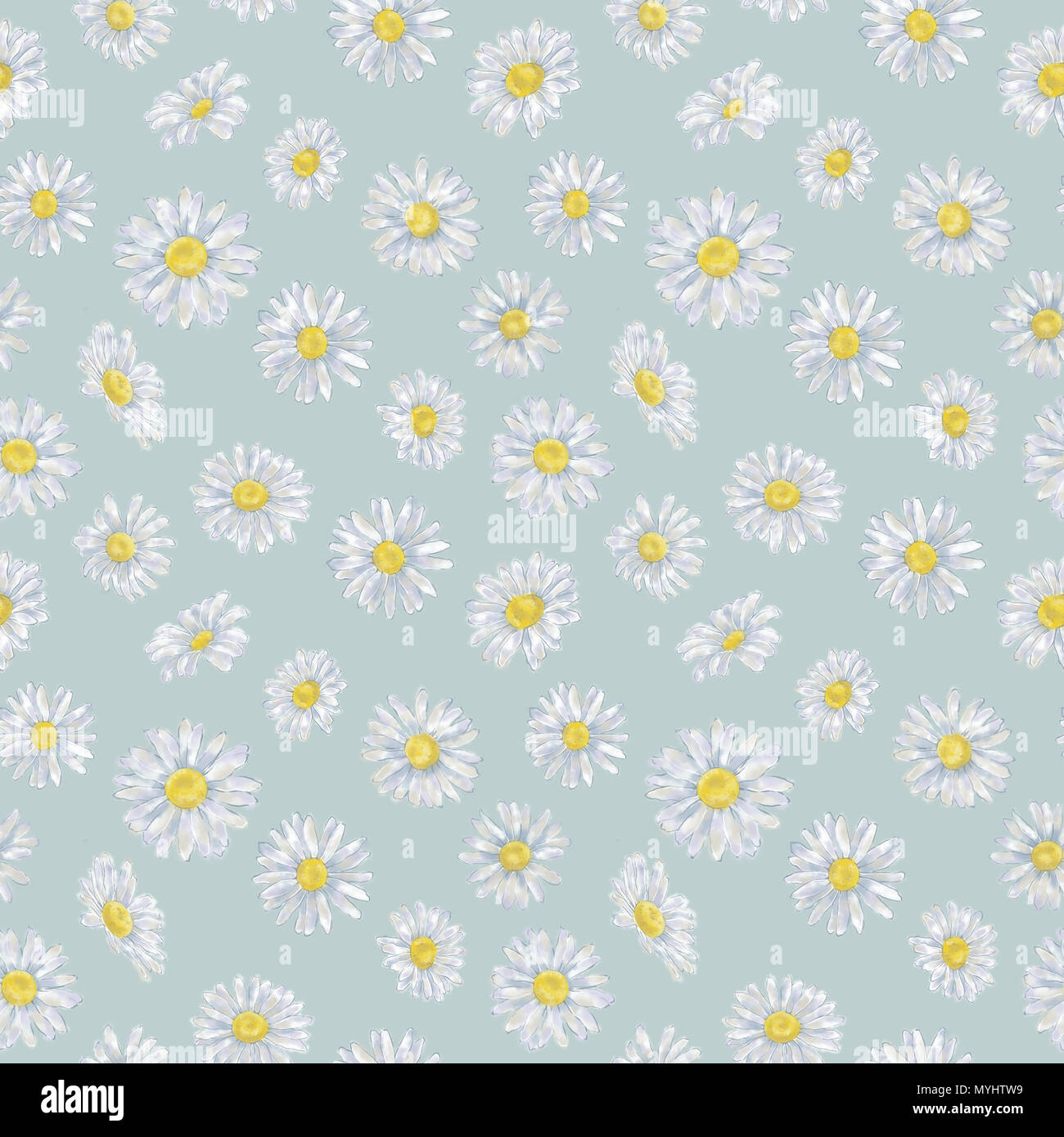 Chamomile Seamless Pattern on Blue Background. Daisy Seamless Pattern ...