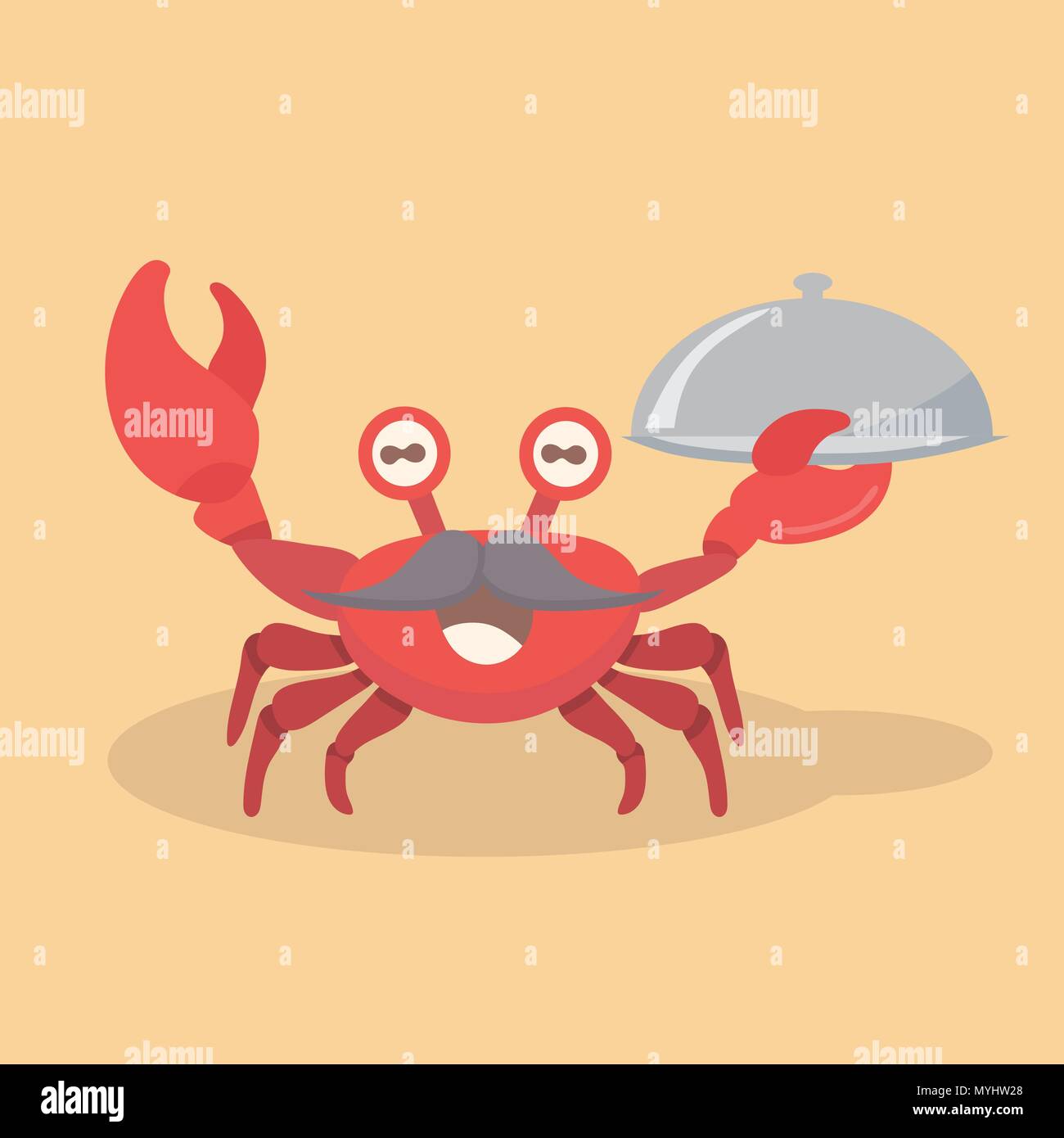 Vector illustration of cute flat crab. Stock Vector