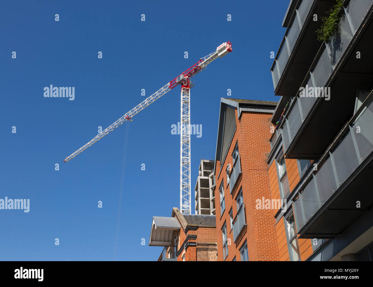 Tall crane at construction site of the 'Wine Rack' building, Waterfont