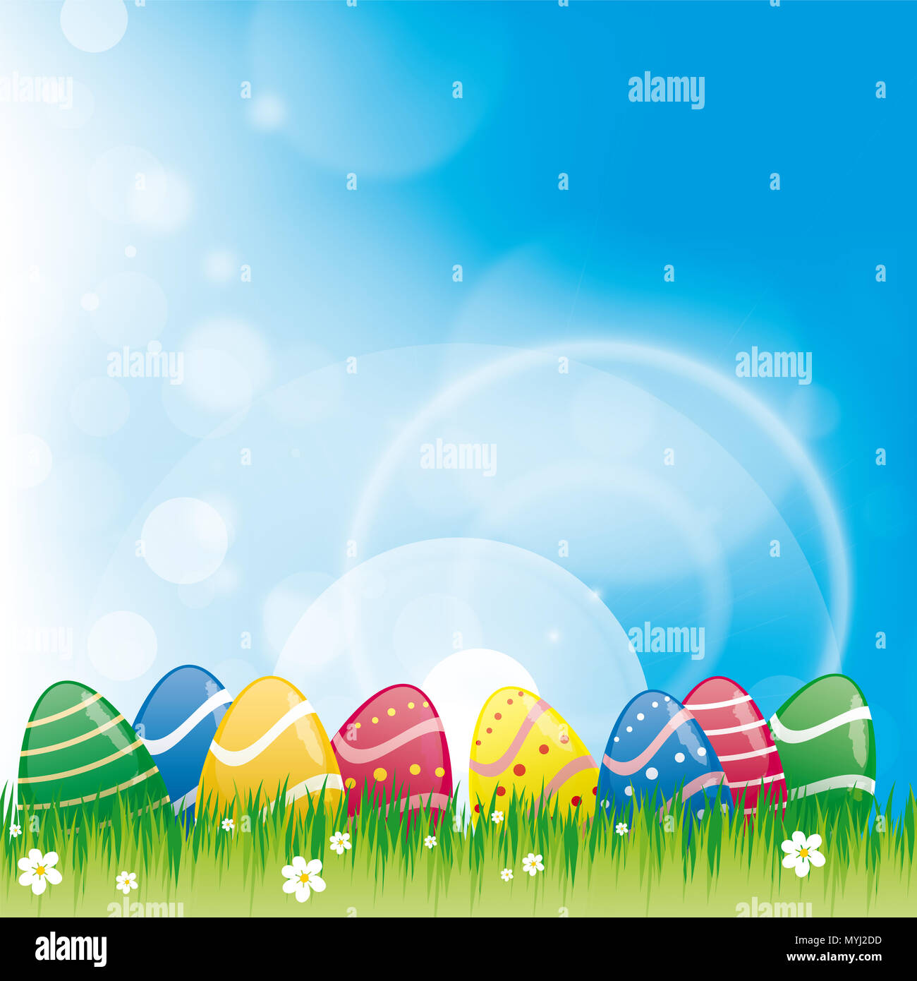meadow with colored easter eggs Stock Photo - Alamy