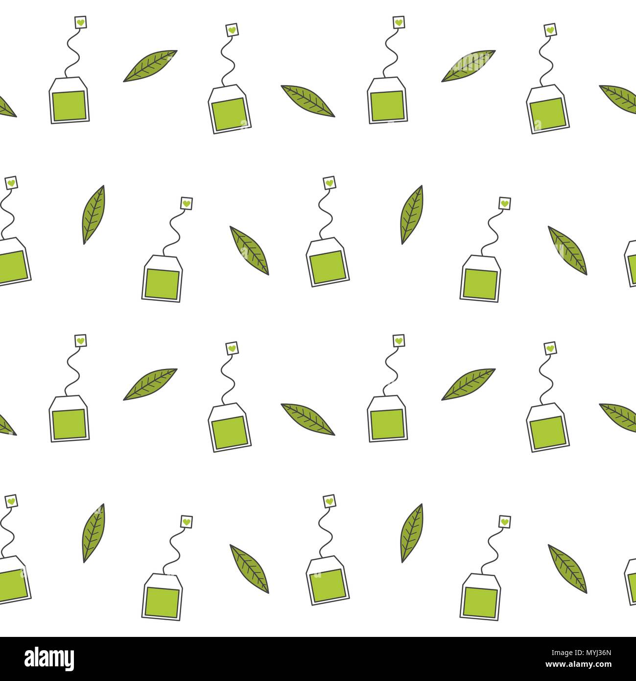 cute cartoon tea bags seamless vector pattern background illustration Stock Vector