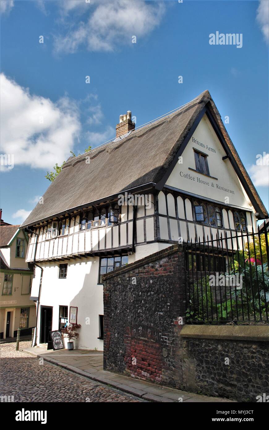 Tudor house with wood frame white, in Norwich Stock Photo