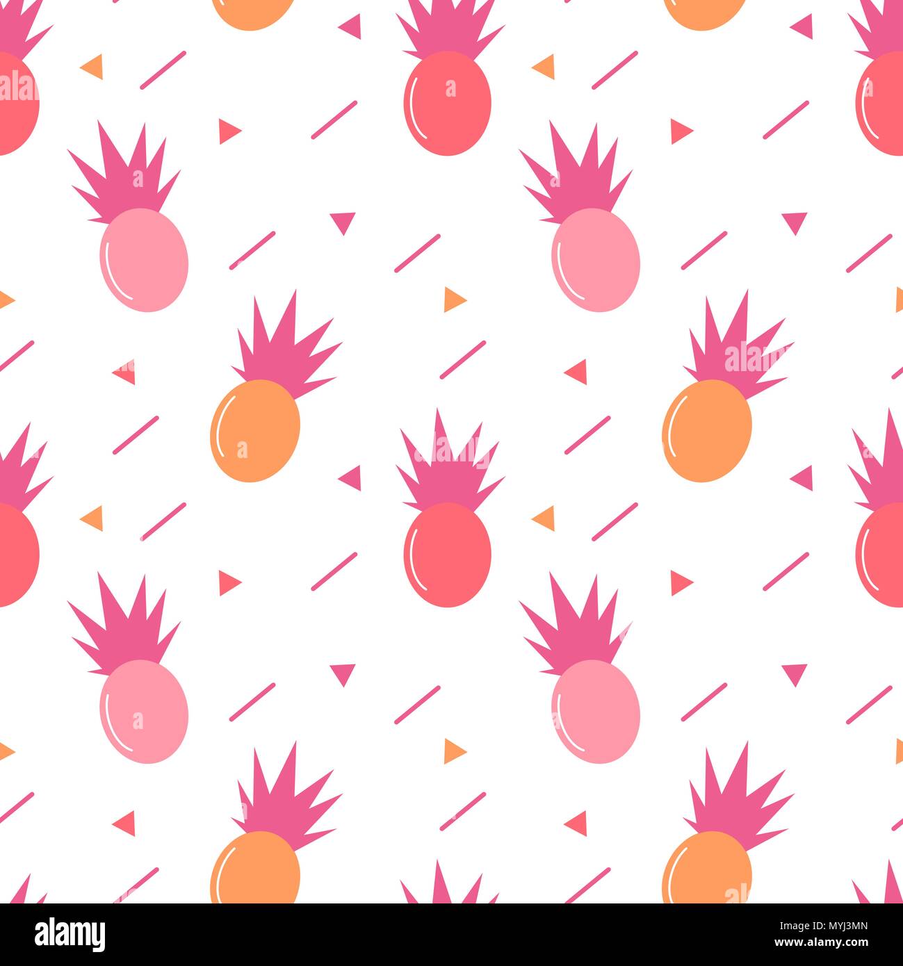 cute colorful pineapples seamless vector pattern background illustration Stock Vector