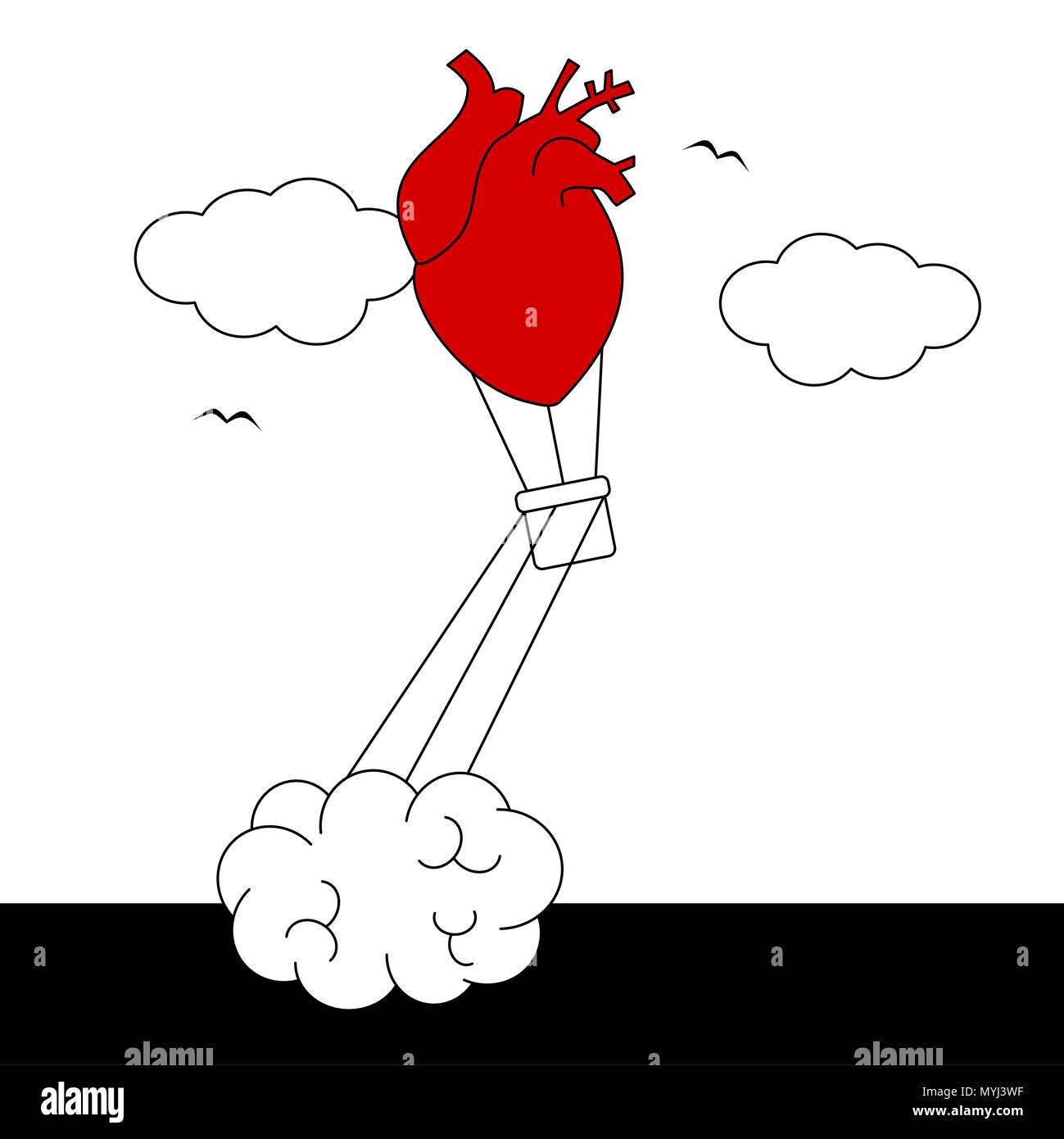 brain and human heart vector concept illustration Stock Vector Image ...
