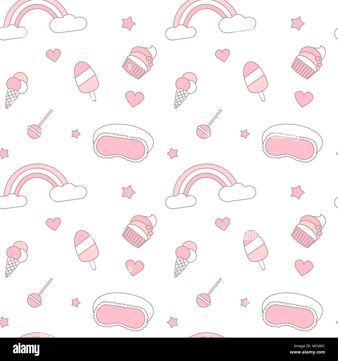 cute pink and white seamless vector pattern background illustration ...