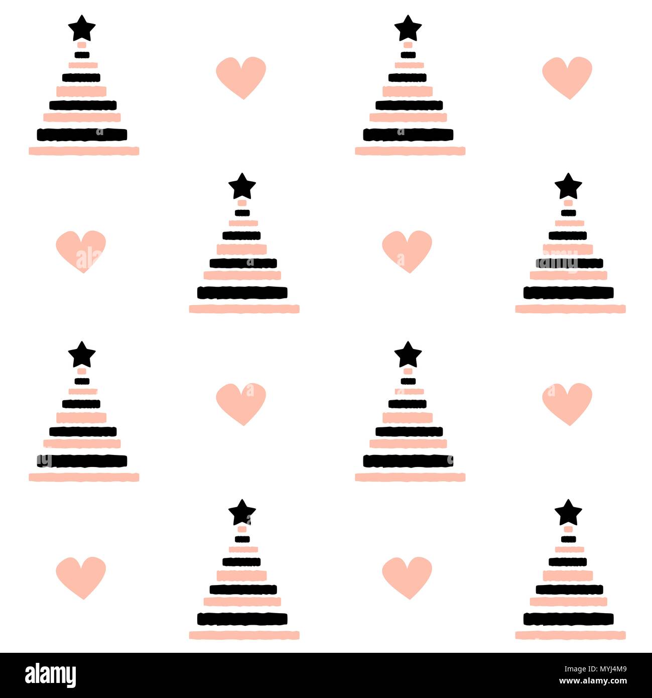 abstract hand drawn christmas trees seamless vector pattern background ...