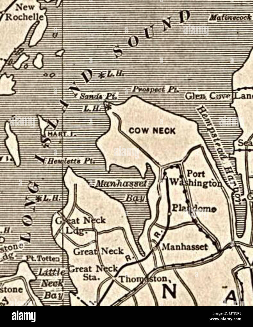 . English Map of Manhasset Bay, Long Island, New York from a 1917 map