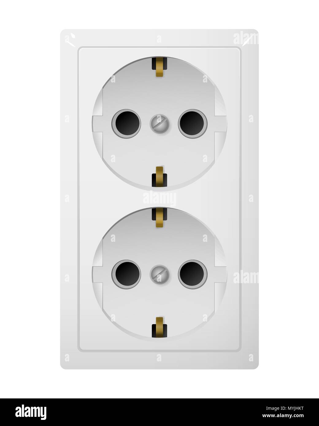 Dual electrical socket Type F. Receptacle from Europe Stock Vector