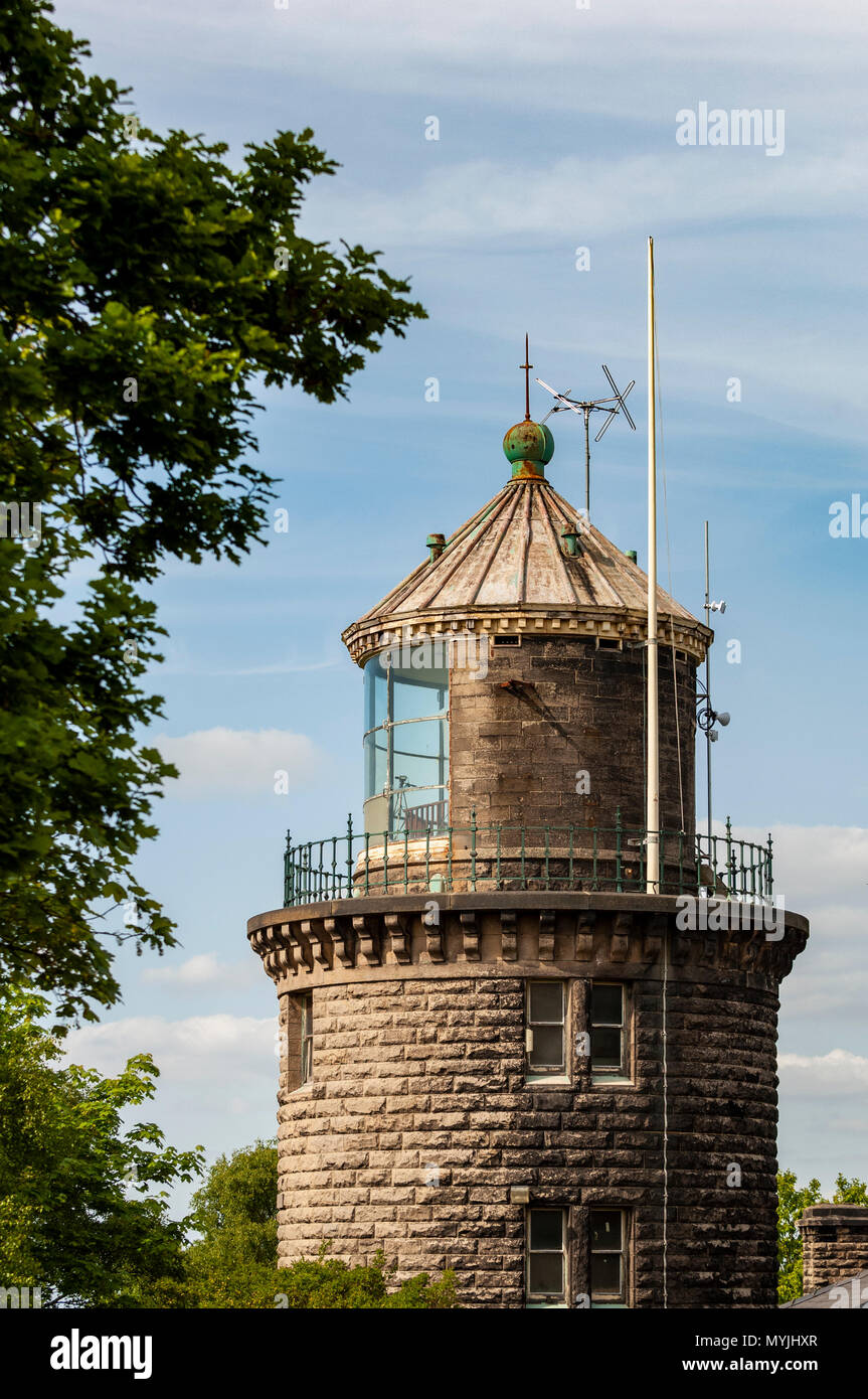 The tower of Bidston Lighthouse, an inland lighthouse situated 70m above sea level. Stock Photo