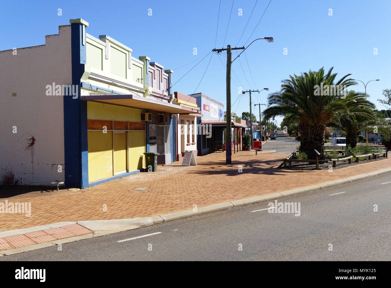 Australian country town shops, Mullewa, Western Australia April 2018 usage worldwide Stock