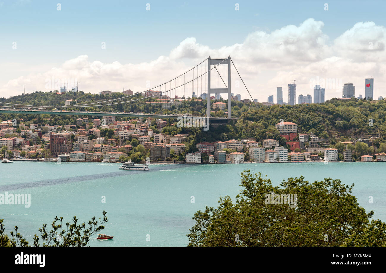 Fatih Sultan Mehmet Bridge, Istanbul ,Turkey Stock Photo