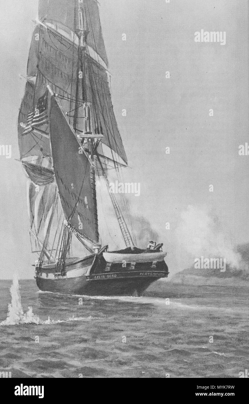 . English: The Lelia Byrd records as a 'fast, Virginia-built brig of 175 tons'. She was purchased at Hamburg, Germany, by Richard J. Cleveland and William Shaler, of Salem, and overhauled and refitted. They drew lots for positions, Cleveland becoming master and Shaler, supercargo, or business agent, and decided to enter the Northwest fur trade. The ship was briefly detained by the Spanish during the Battle of San Diego Bay. She brought the first horses to Hawaii in 1803 and was sold to King Kamehameha I in exchange for his schooner Tamana and a cargo of sandalwood in 1805. She wound up in the Stock Photo