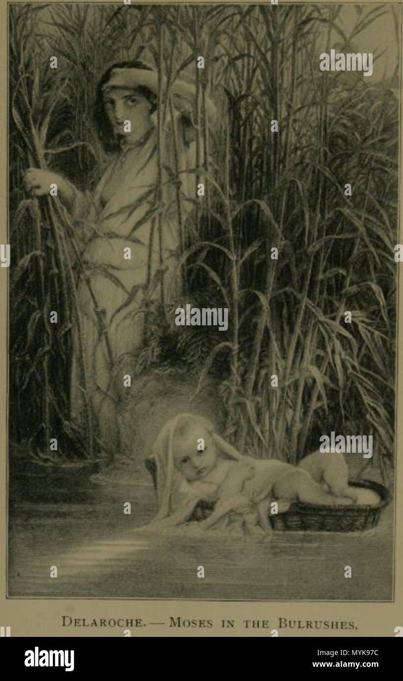 . Painting of a Biblical scene . 1900. Book author is Clara Erskine Clement 353 Maryam and Moses painting Stock Photo