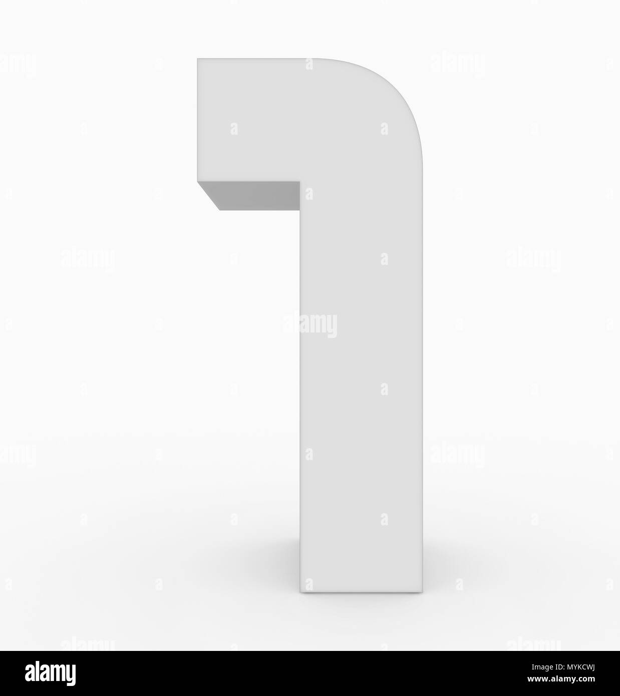 number 1 3d cubic rounded white isolated on white - 3d rendering Stock ...