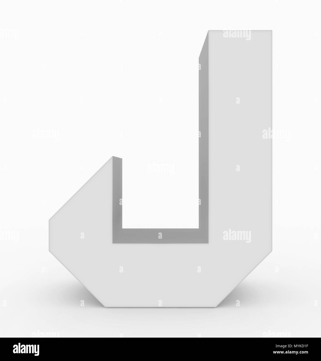 letter J 3d cubic white isolated on white - 3d rendering Stock Photo