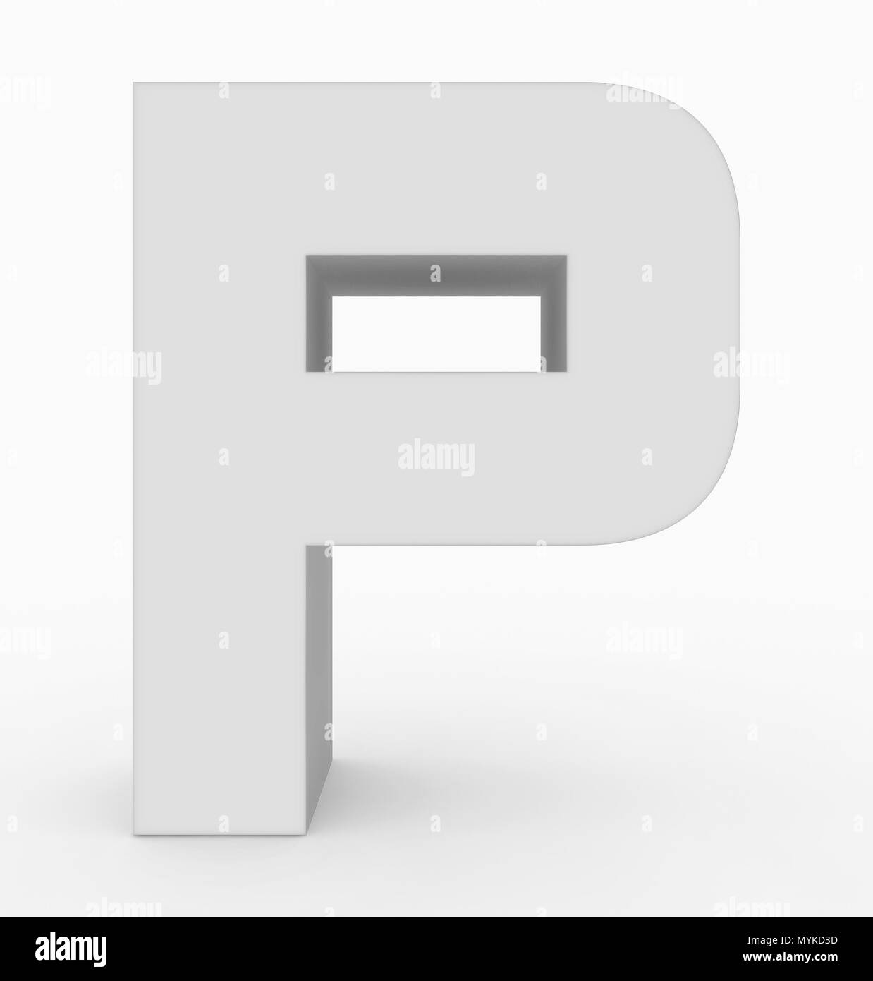 letter P 3d cubic rounded white isolated on white - 3d rendering Stock ...