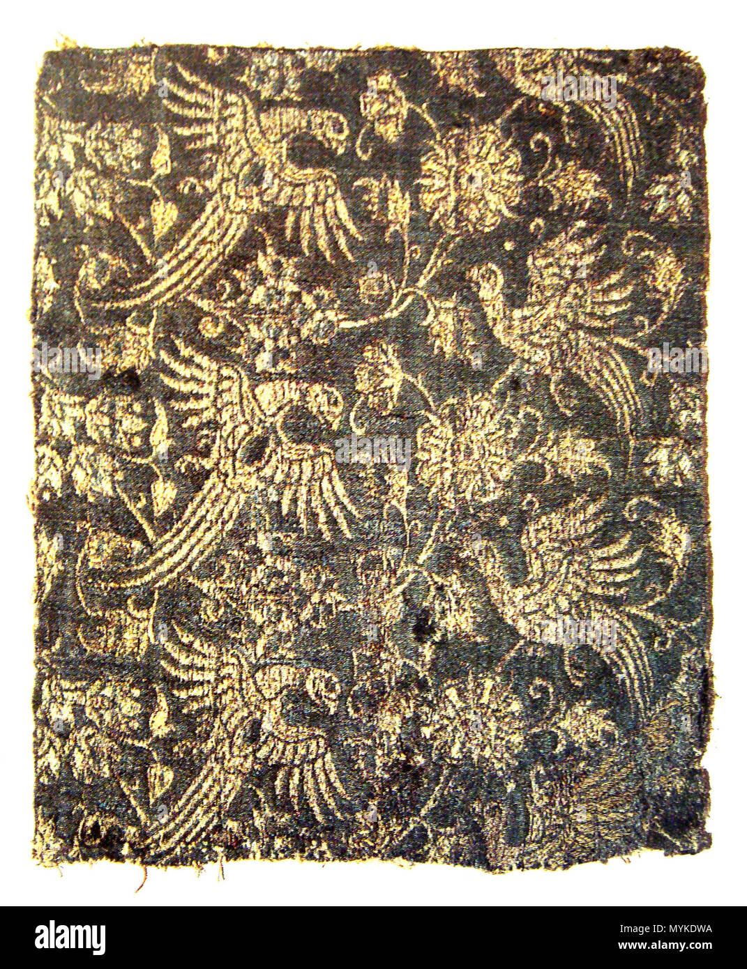 . English: Lampas textile silk and gold Italy second half of 14th century. second half of 14th century. Anonymous Italian artisan second half of 14th century 311 Lampas textile silk and gold Italy second half of 14th century Stock Photo