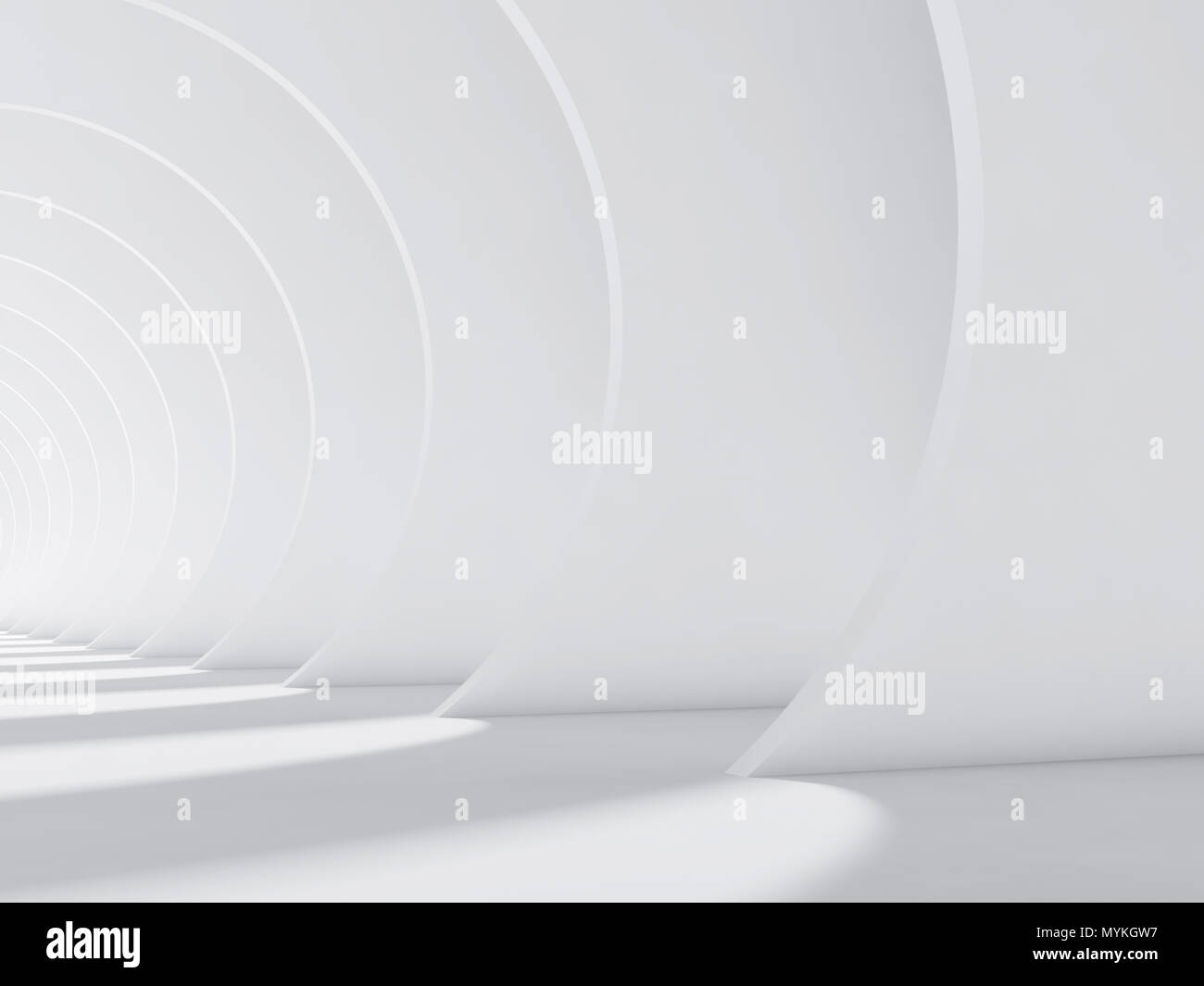 Abstract white interior with round walls, modern architecture ...