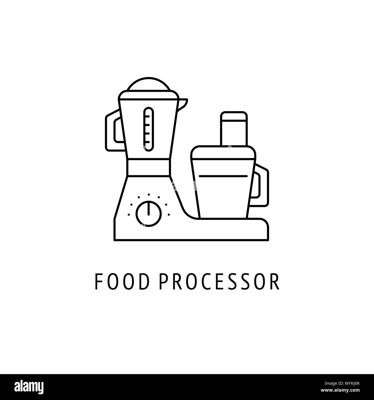 Food processor Kitchen appliances. Icon in thin line style Stock Vector