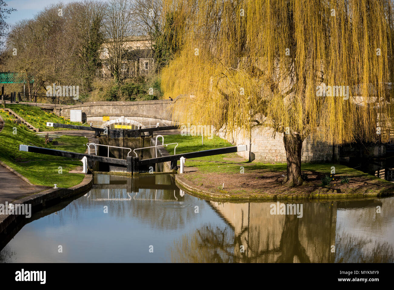 Widcombe Lock, Kennet and Avon Canal, Bath, Somerset, UK Stock Photo