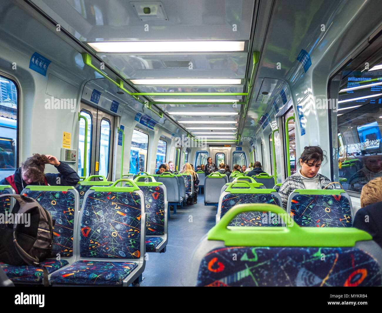 Interior of metro train in Melbourne. VIC Australia Stock Photo - Alamy