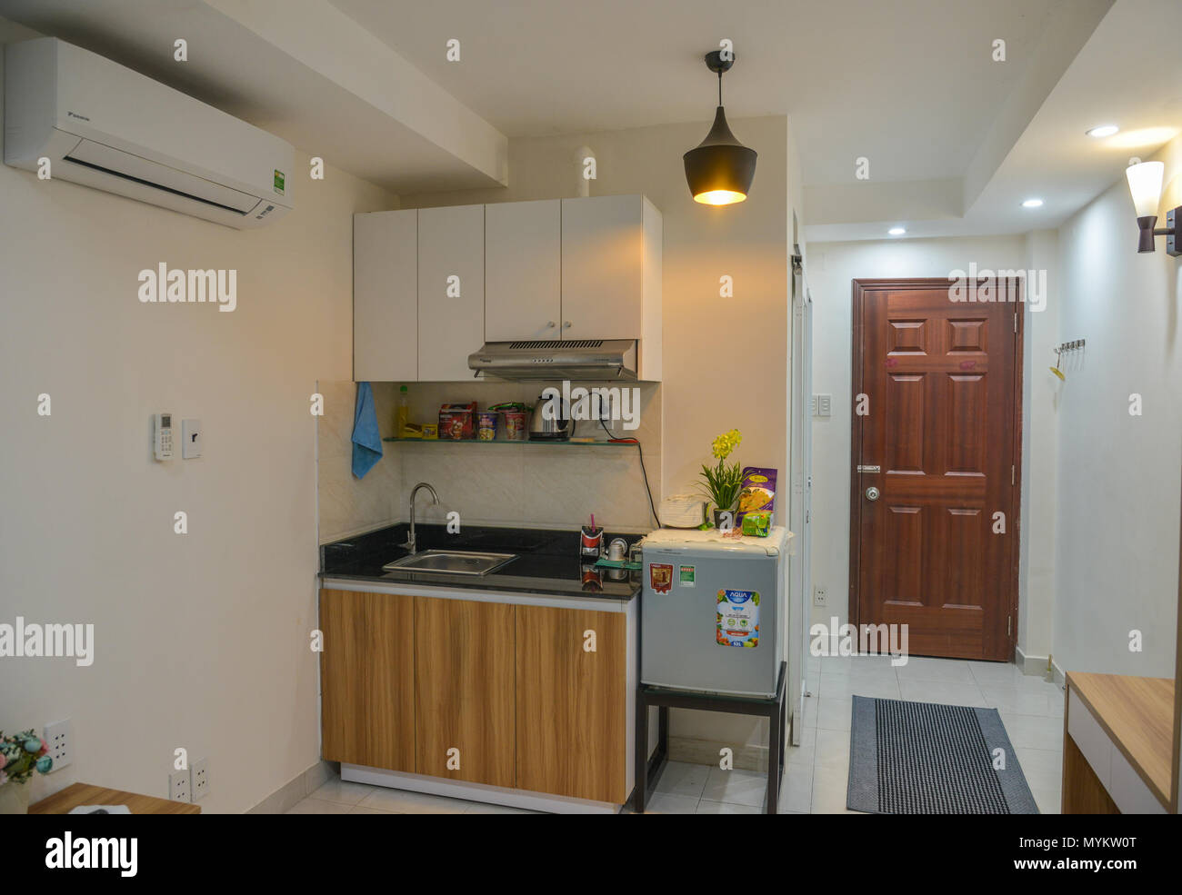 Saigon, Vietnam - May 6, 2018. Modern room of small typical house in ... Saigon, Vietnam - May 6, 2018. Modern room of small typical house in ...