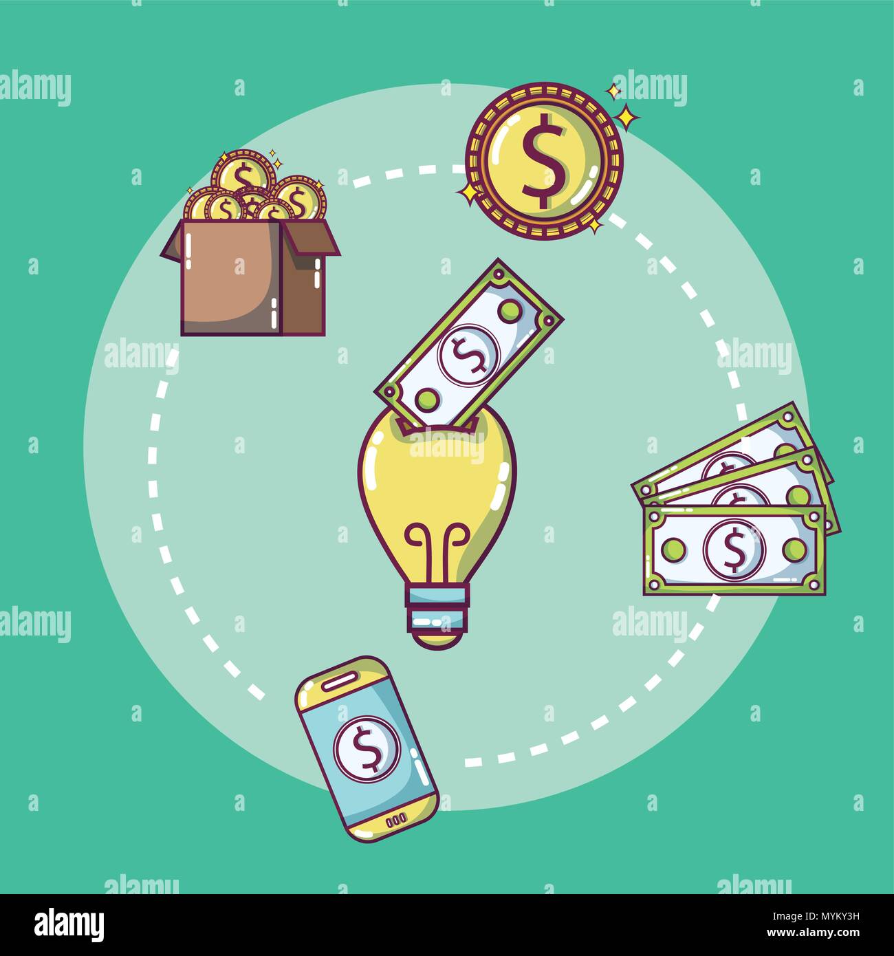 Money and ideas concept Stock Vector