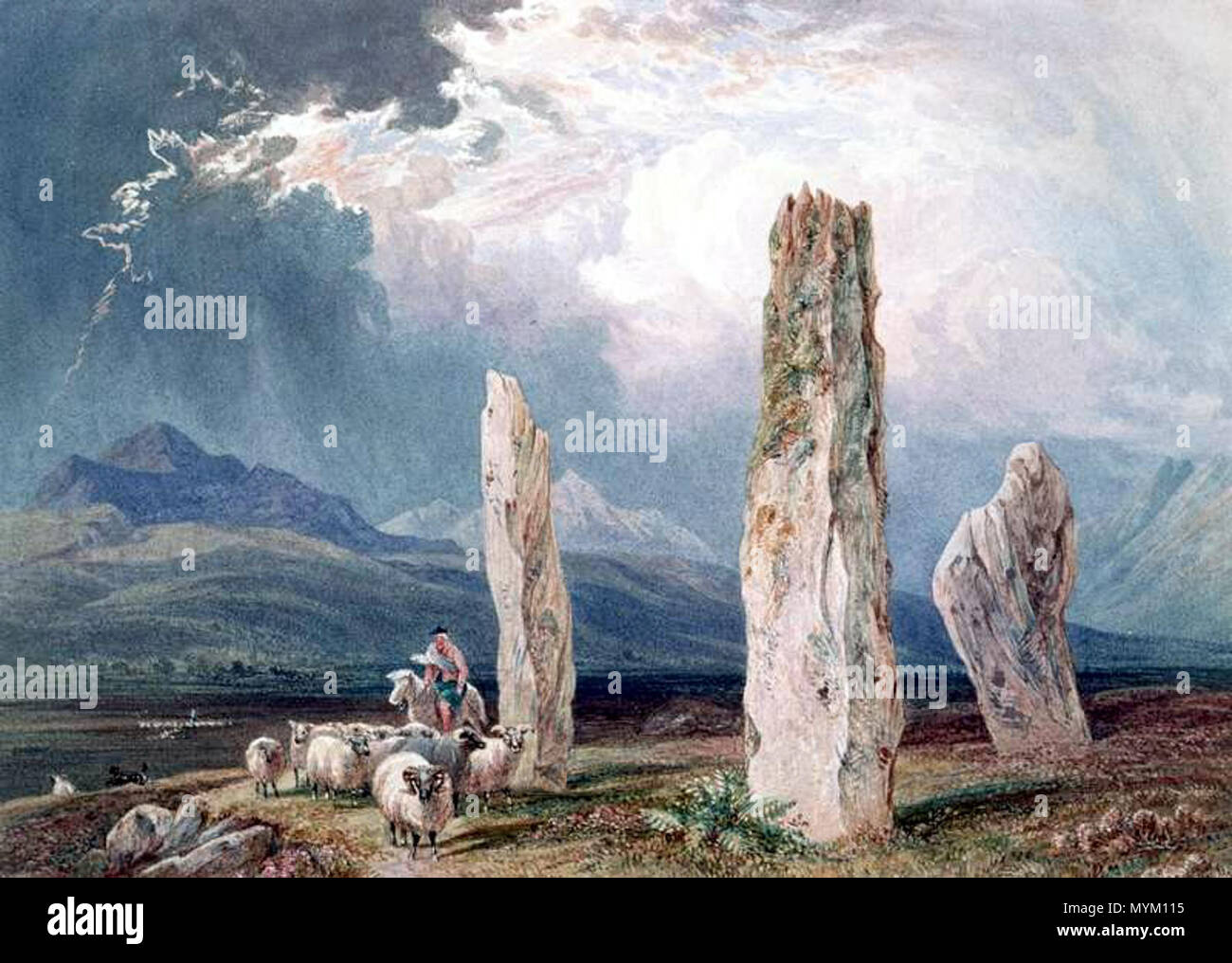 563 William Andrews Nesfield - Circle of Stones at Tormore 1828 Stock Photo