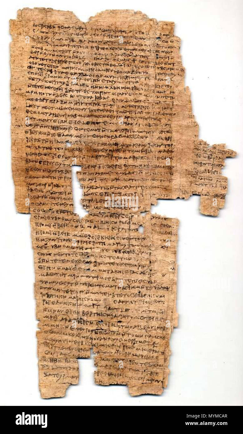 Polski: Papirus z Oksyrynchos przechwywany w Muzeum Brytyjskim (BM 10808),  II wiek n.e. Unknown. 21 May 2012. Unknown 408 Papyrus BM 10808 Stock Photo  - Alamy