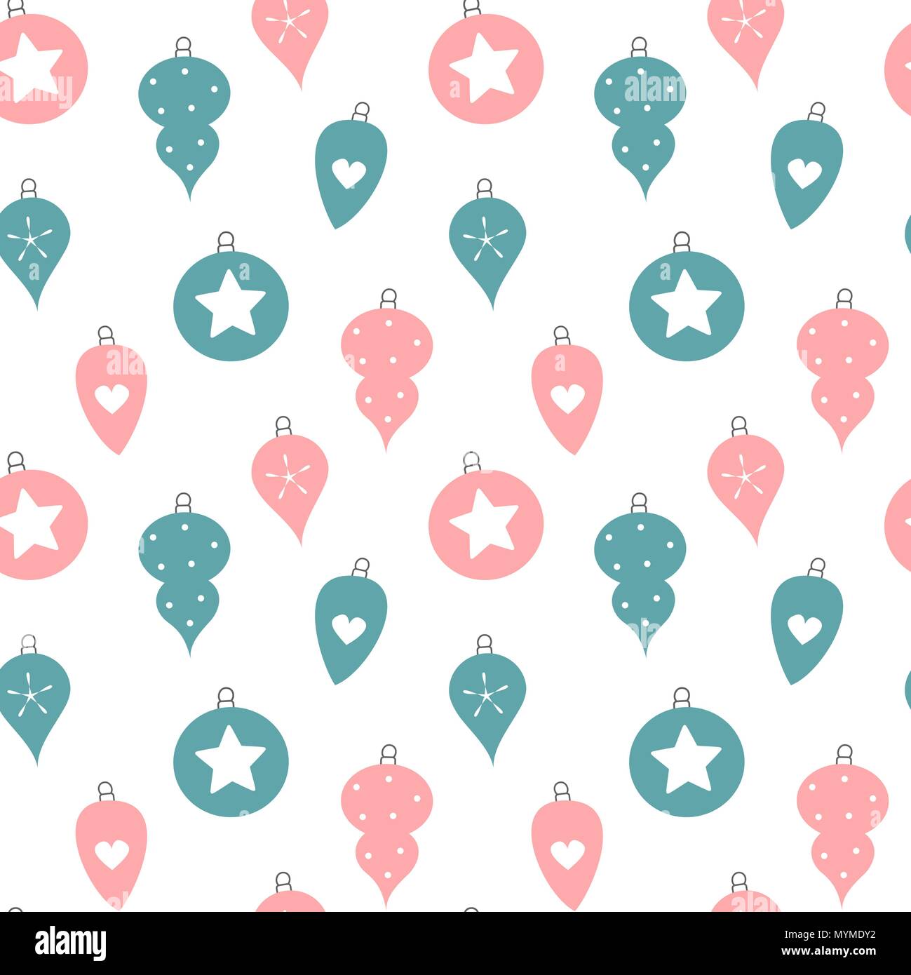 cute pink and blue christmas balls seamless vector pattern background ...
