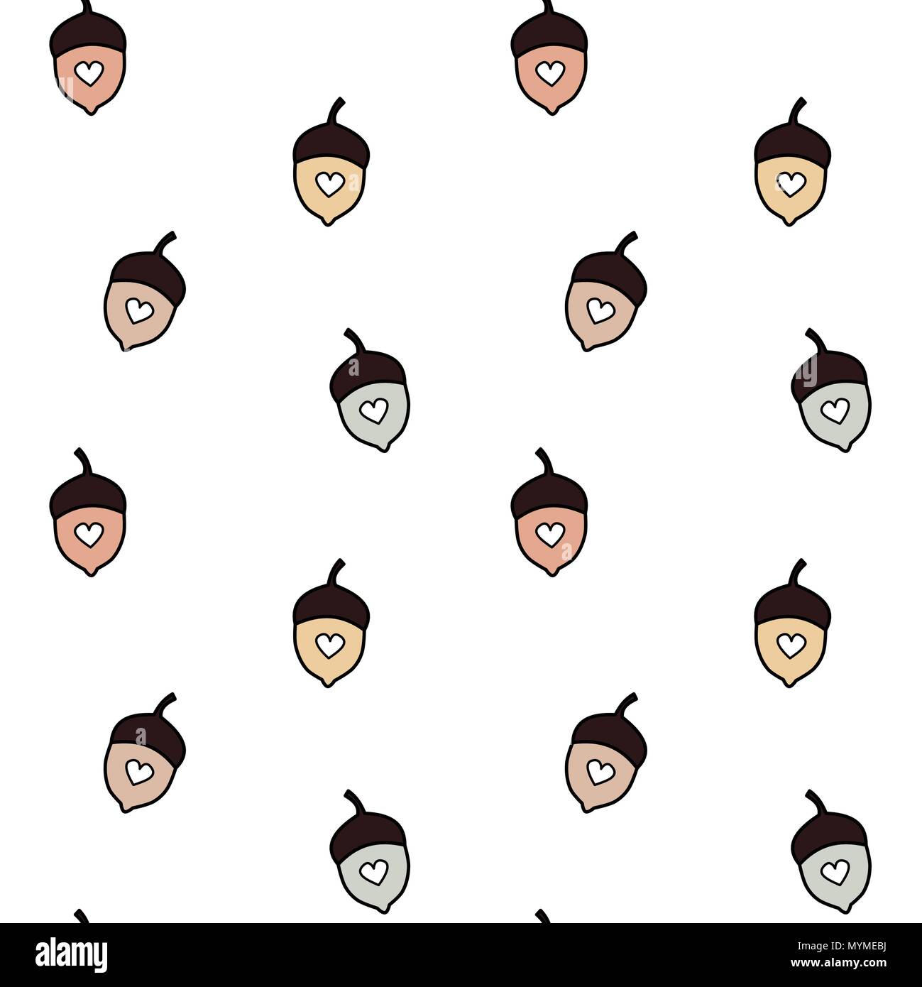 Cute Lovely Cartoon Acorns With Hearts Seamless Vector Pattern Background Illustration Stock Vector Image Art Alamy