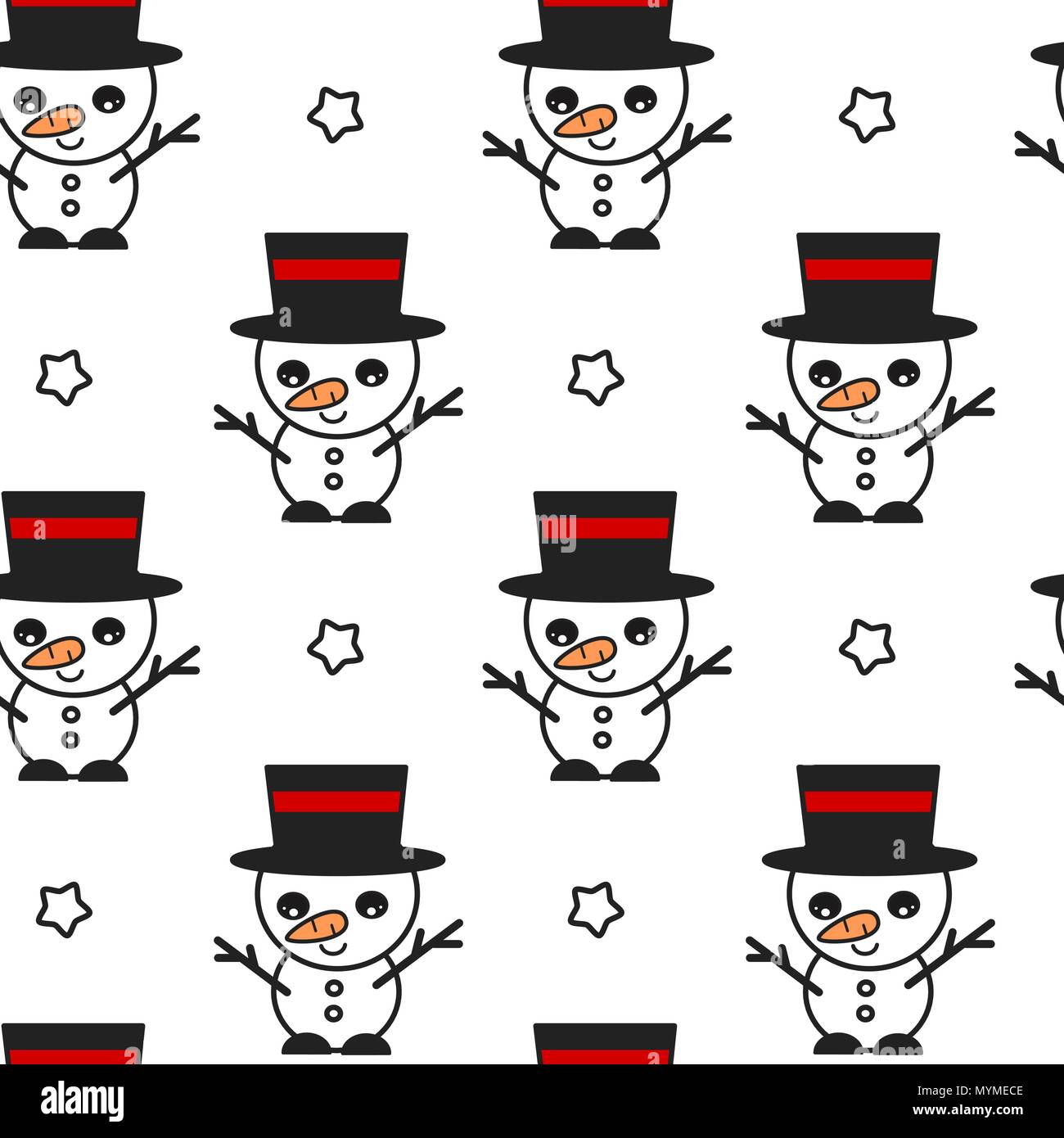 cute lovely cartoon snowman seamless vector pattern background ...