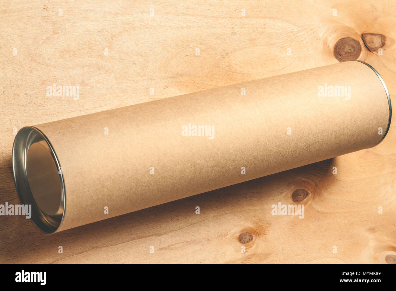 Brown paper tube for project documentation. Backround for branding mock ...
