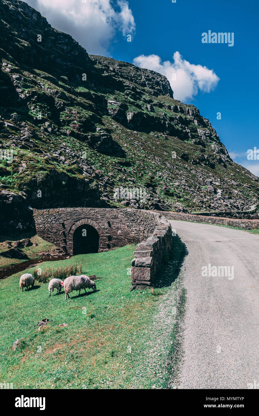 Wishing Bridge of Gap of Dunloe, a narrow mountain pass forged between ...