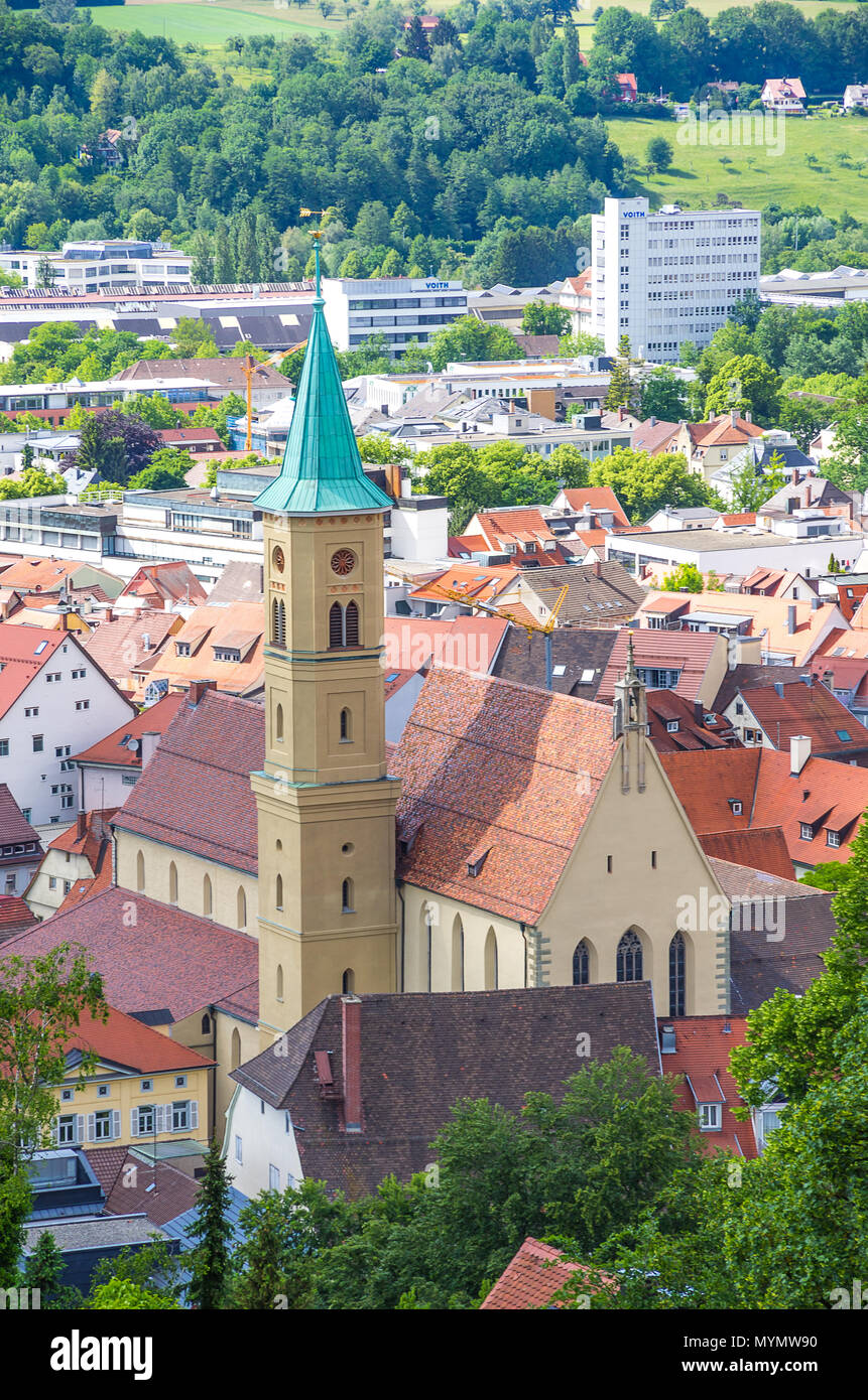 View from Veitsburg Castle to the district court and former Carmelite monastery. Stock Photo
