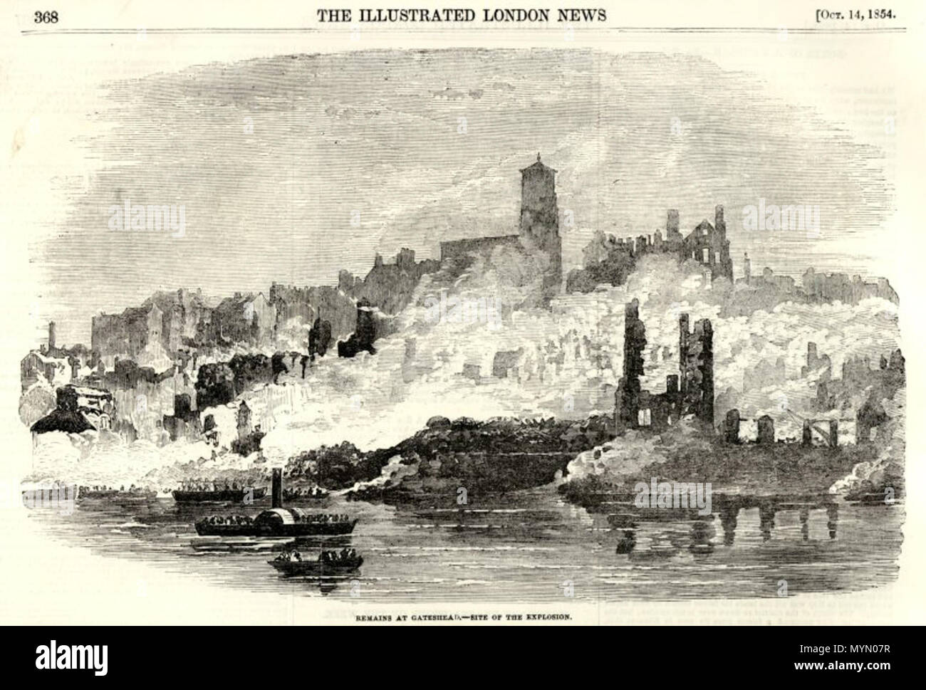 385 Newcastle and Gateshead Great Fire 1854 - Bonded warehouse - Bonded warehouse - Illustrated London News Stock Photo